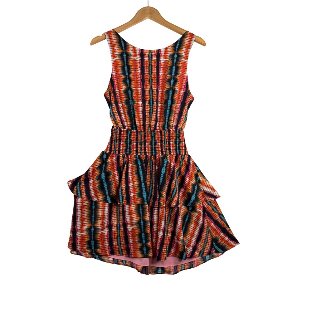 New Jessica Simpson Illora Smocked Open Back Waist Tiered Mini Dress size Small